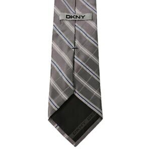 Men's DNKY Gray/Blue/White 100% Silk Checkered Tie #T21